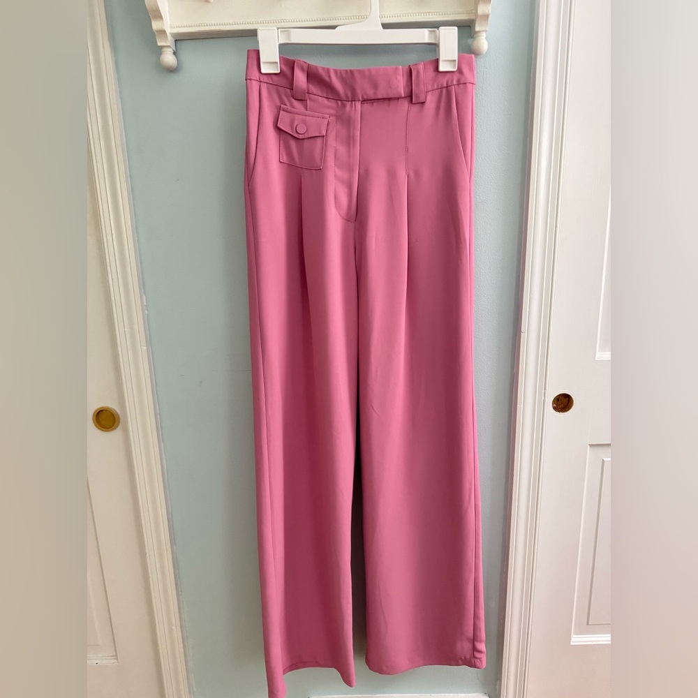 Two piece set with wide leg tailored pants and crop top